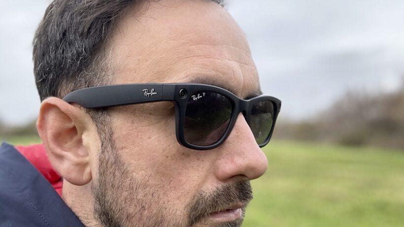 man wearing smart glasses