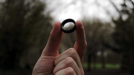 Oura’s Fertile Window feature outperforms calendar method for ovulation predictions smart ring held up in forest