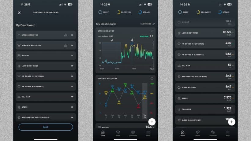 whoop dashboard