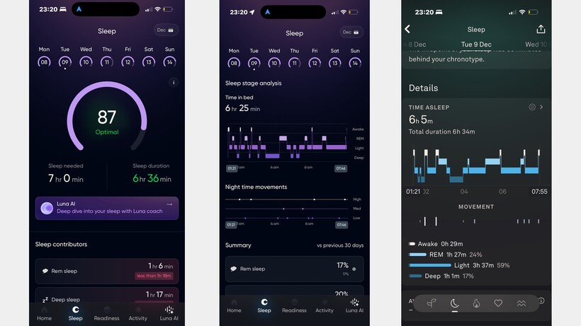 luna ring app comparison with oura