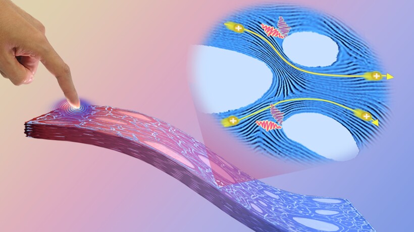 concept image of irregular hierarchical-pore polymer for soft thermoelectrics