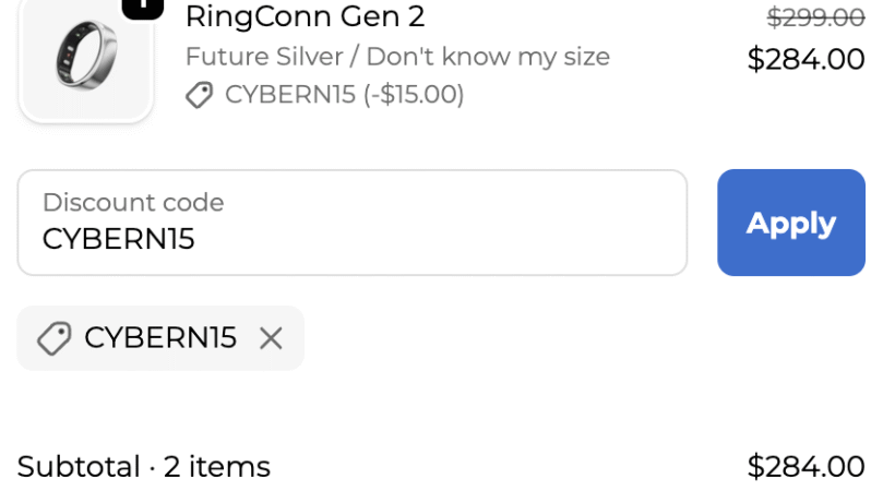 Ringconn discount with code CYBERN15