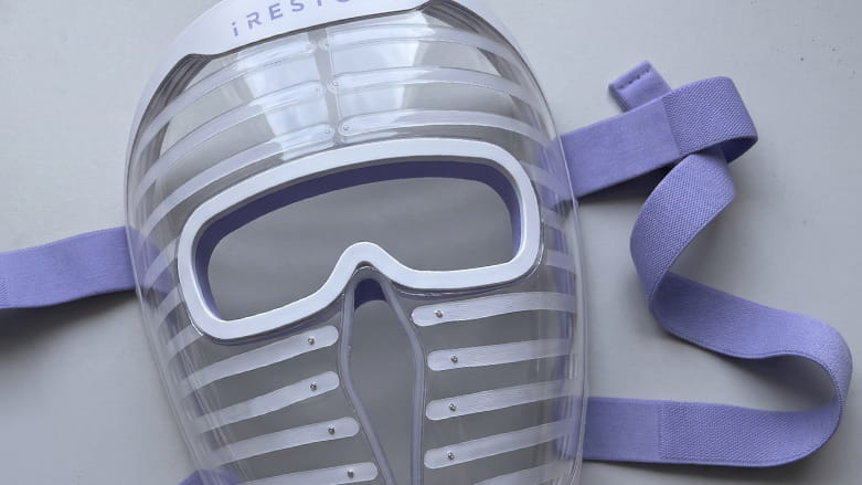 Close up of an iRESTORE Illumina face mask